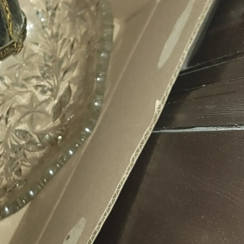 VINTAGE Large Clear Cut Glass Crystal Oval Serving Platter Starburst Pattern